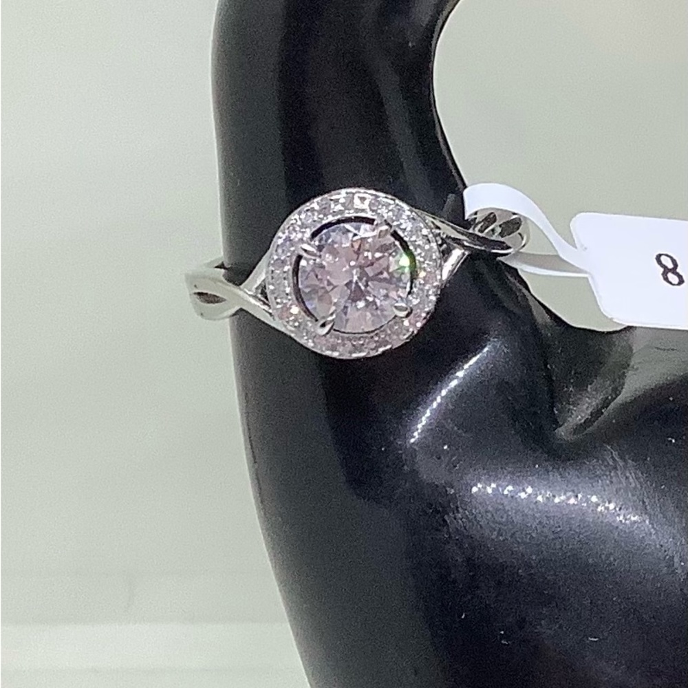 Ring Size 8 Stamped 925 Clear Stones